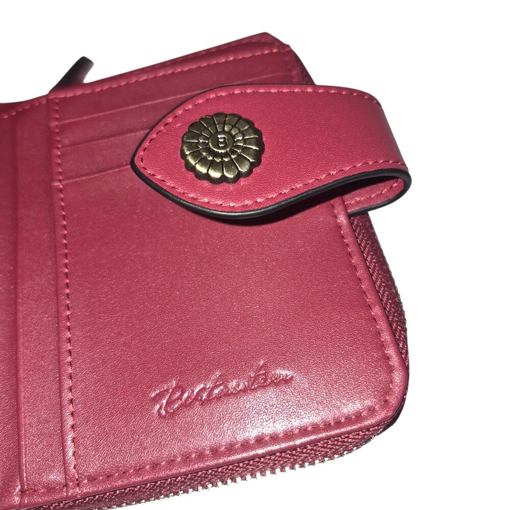 Bostanten Rozenn Mulberry Full Grain Leather Bi-Fold Wallet Zip Around RFID - Picture 6 of 8
